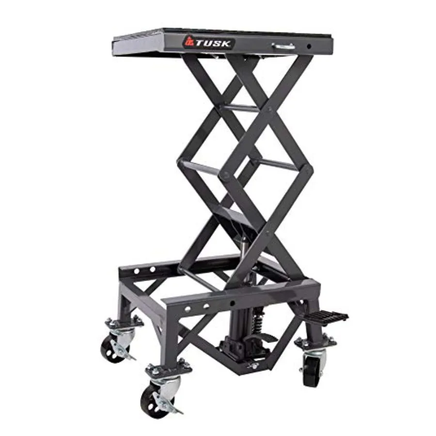 

Scissor Lift Stand Adjustable 13.7534 Heavy-Duty Motorcycle Lift Stand with Casters Rubber Top Pad Supports Up to 300 lb for Di