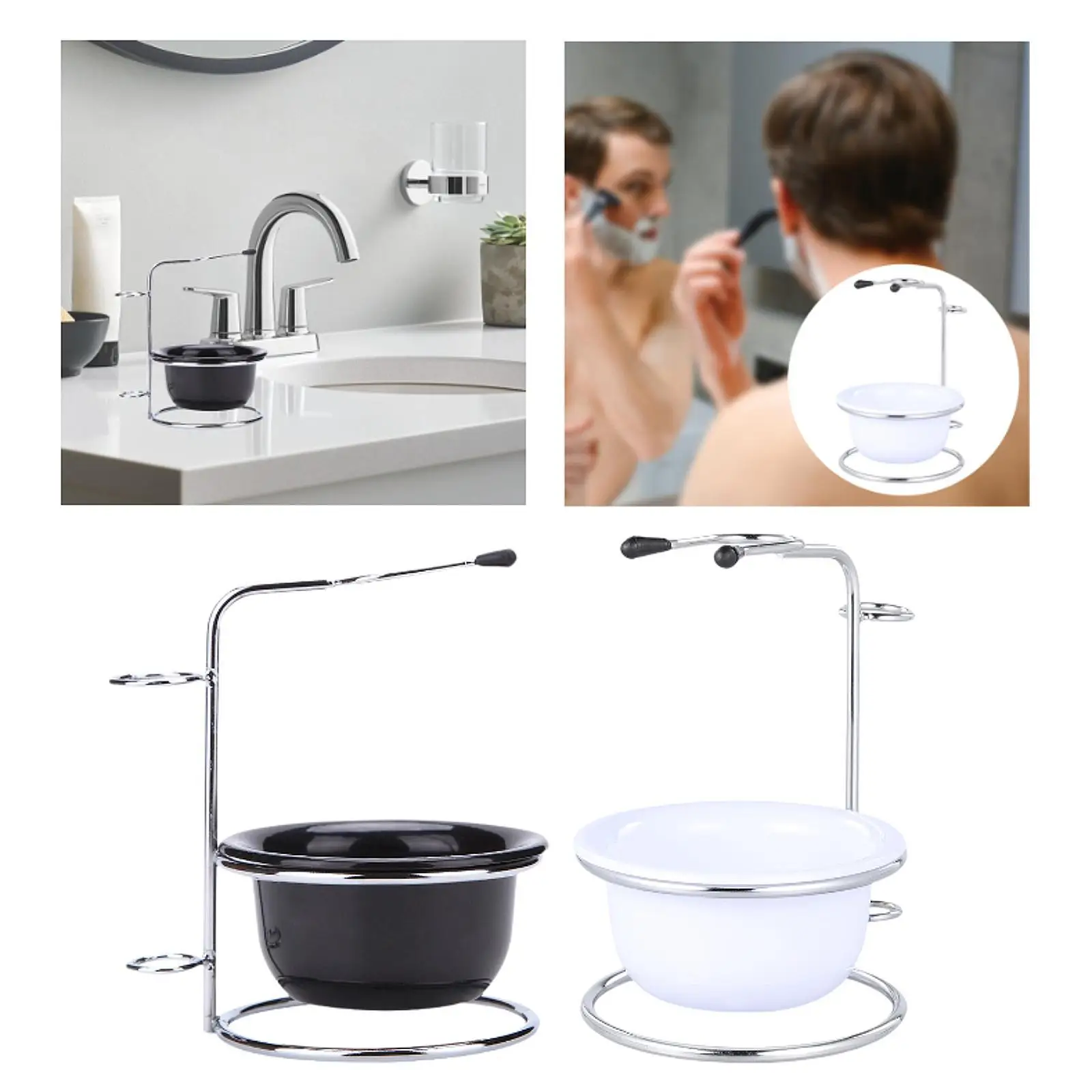 Stainless Steel Shaving Soap Bowl Portable with Stand Smooth Shaving Mug for Father Birthday Men Boyfriend Valentines Day Gifts