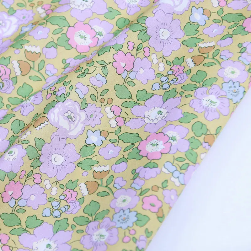 lemon yellow florals betsy ana small flowers print liberty fabric London Liberty tana lawn cotton custom fabric for DIY