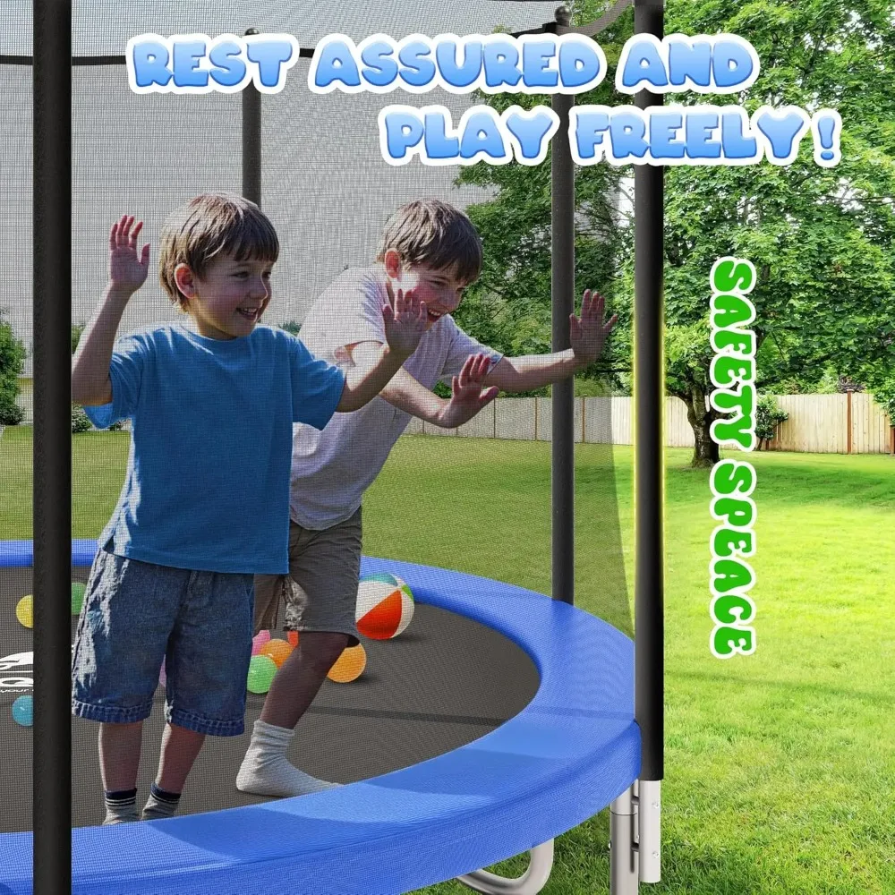8FT Outdoor Recreational Trampoline with Safety Enclosure Net, Anti-Rust Frame Construction, Customized view 2