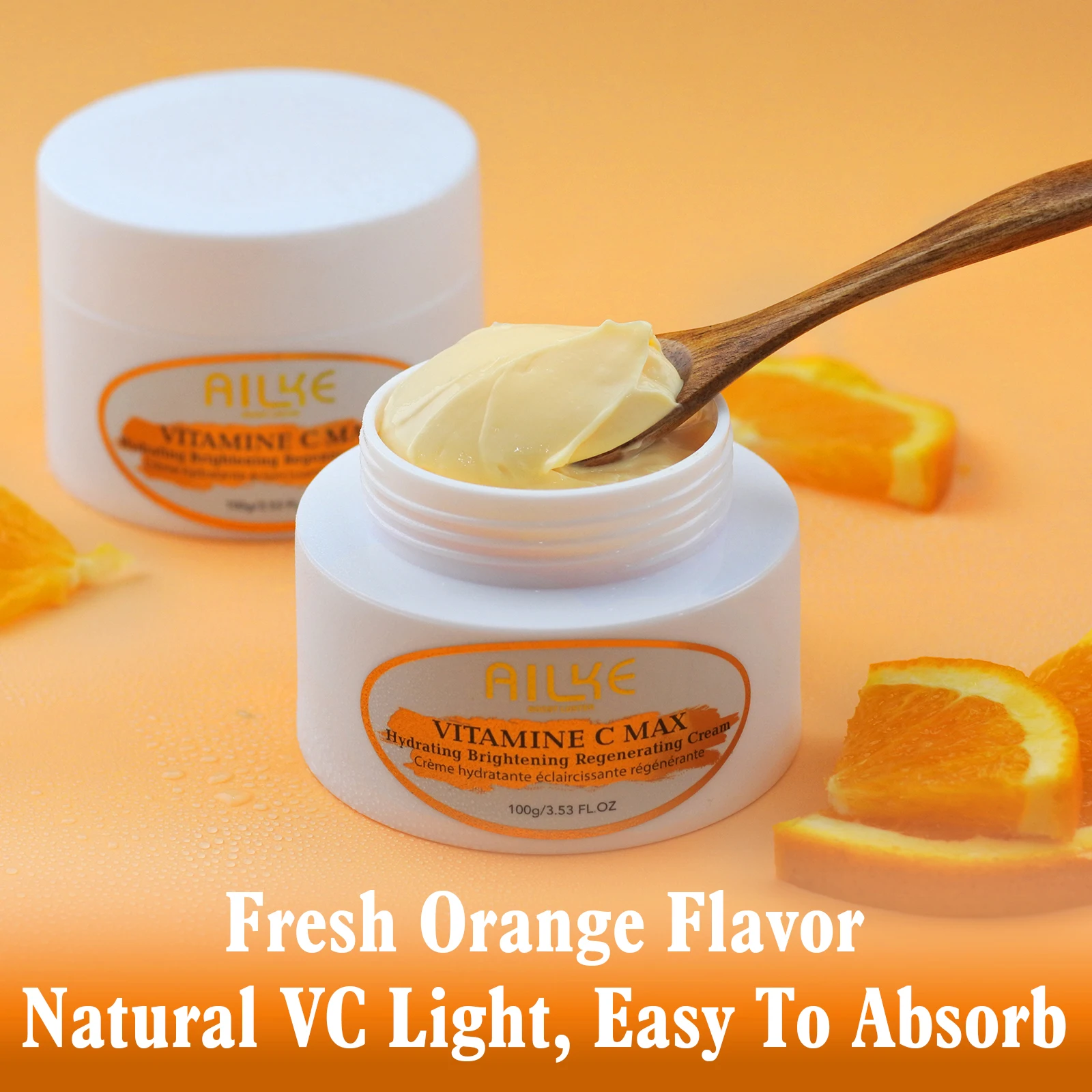 AILKE Vitamin C Brightening Face Cream, Regenerating, Hydration, Moisturizing, ลดฝ้า, เนื้อบางเบา, ไม่เหนียวเหนอะหนะ