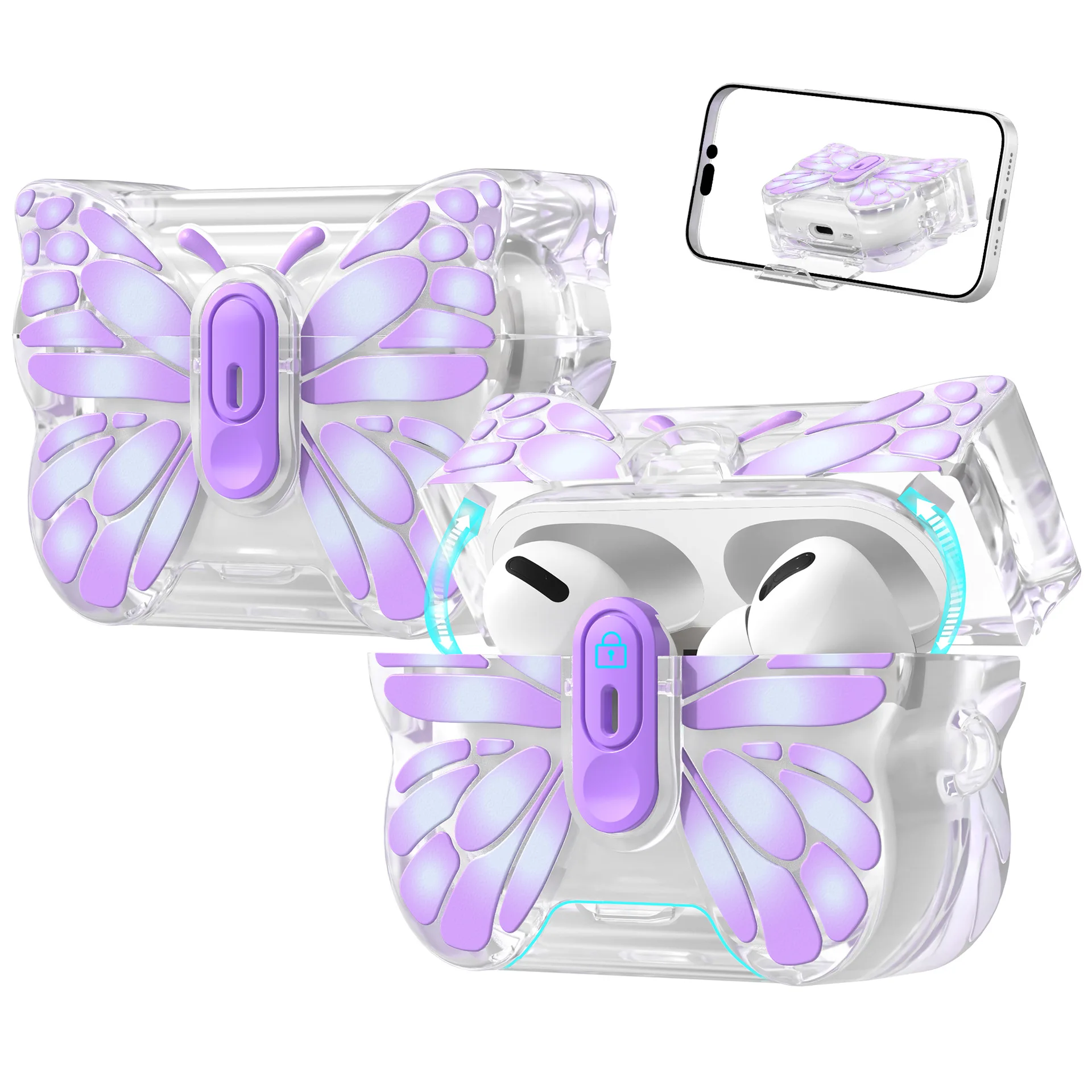 Earphone Cover For AirPods Pro 3 Case Full Body Shockproof Protective Mobile Phone Holder Style with Keychain For AirPods Pro2﻿