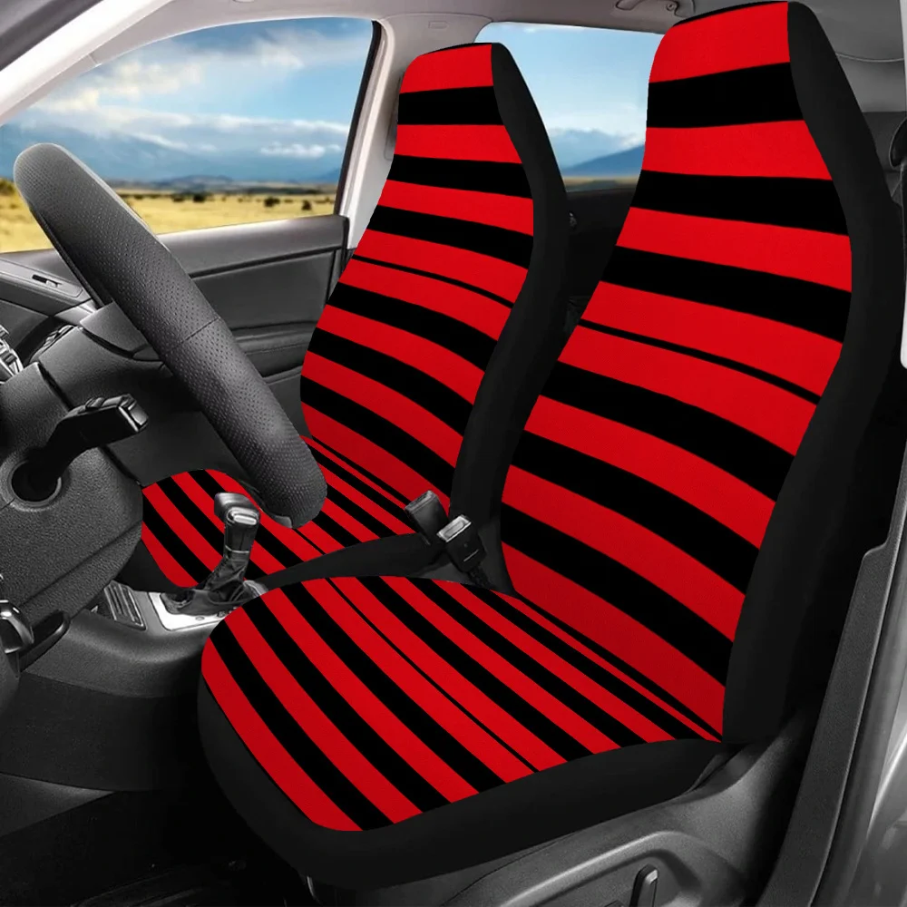 2pcs-Bold Striped Pattern, Print Car Seat Covers For Everyone, Universal Auto Front Seats Protector Fits For Car, SUV Sedan, Enh