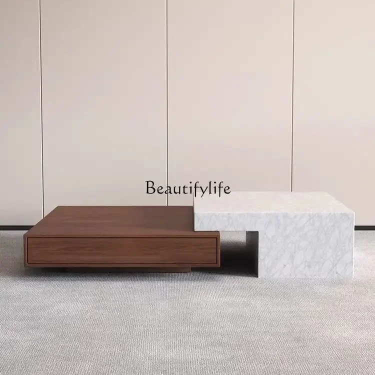 13イタリア製ミニマリスト家庭用高級大理石ストレッチコーヒーテーブル収納