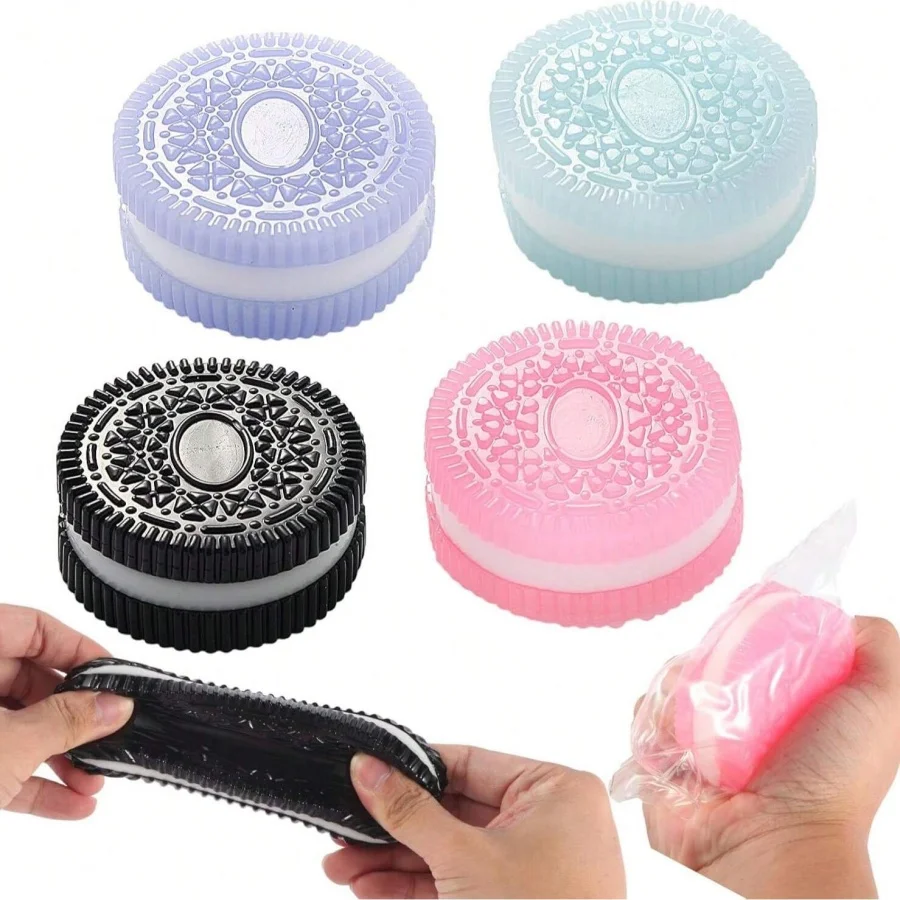 Cute Biscuit Stress Silicone Statue Stretchable Squeeze Cookie Pinch Figurines Soft Pinching Figure Home Decor Creative Gifts