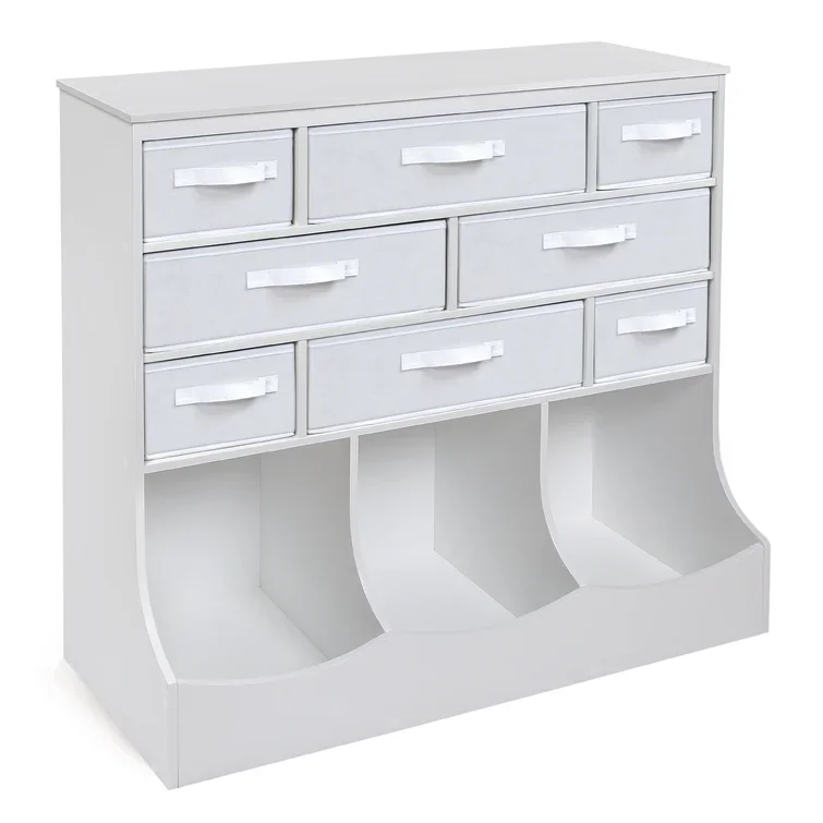 Toy Storage Station e Organizer Unit Caixas de tecido reversíveis para sala de jogos Kids Room Cabinet 8 Cubby