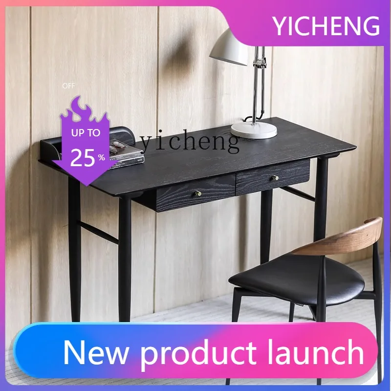 

LYY solid wood double pumping simple retro full oak rectangular writing desk desk computer desk