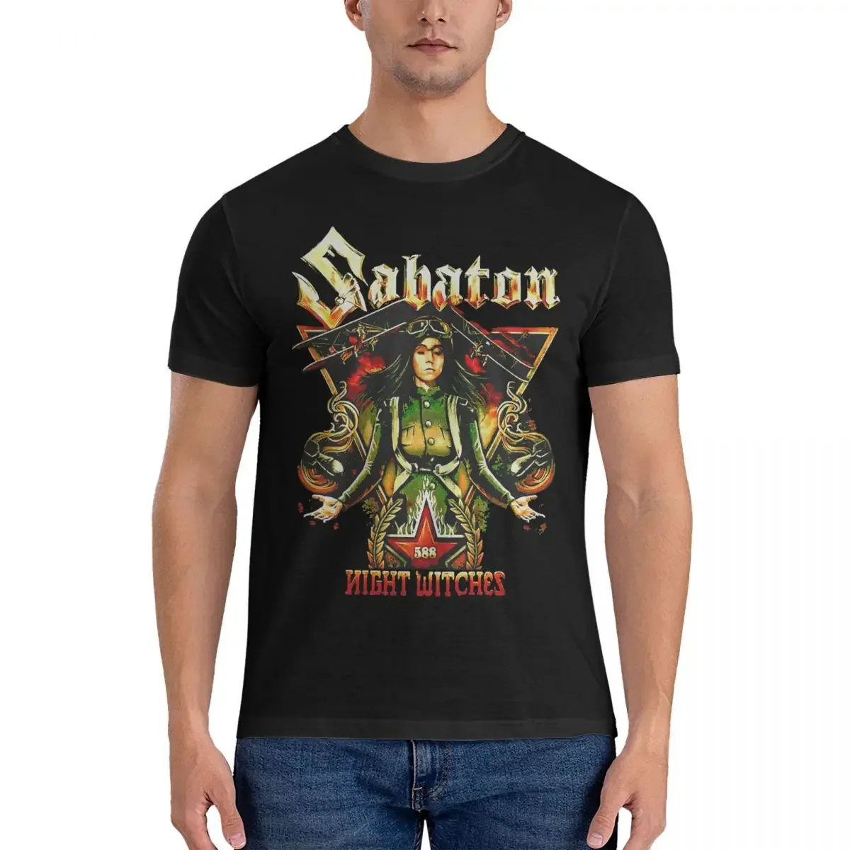 Summer harajuku custom heavyweight Funny 588 Night Witches Men Crewneck Cotton  S-SABATON Band Short Sleeve Tees Graphic Tops