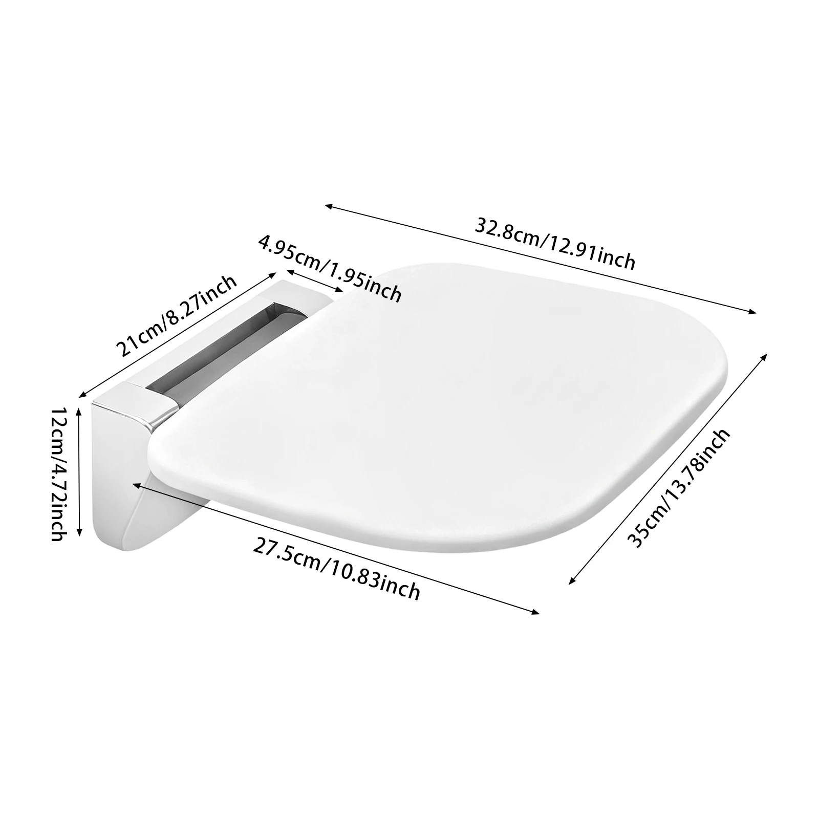 

10,83*13,78 дюйма, белый + серебристый, складное сиденье для душа, настенное сиденье, складное сиденье для душа для ванных комнат, прихожей, входа