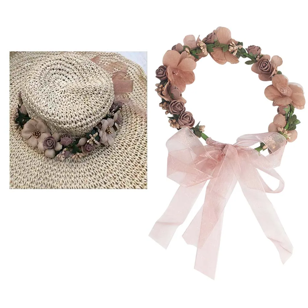 

Floral Wreath Headb for Bridesmaid Girls Accessories Wedding Flower Crown Hair Style Lovely Bridal Wreath Adjustable