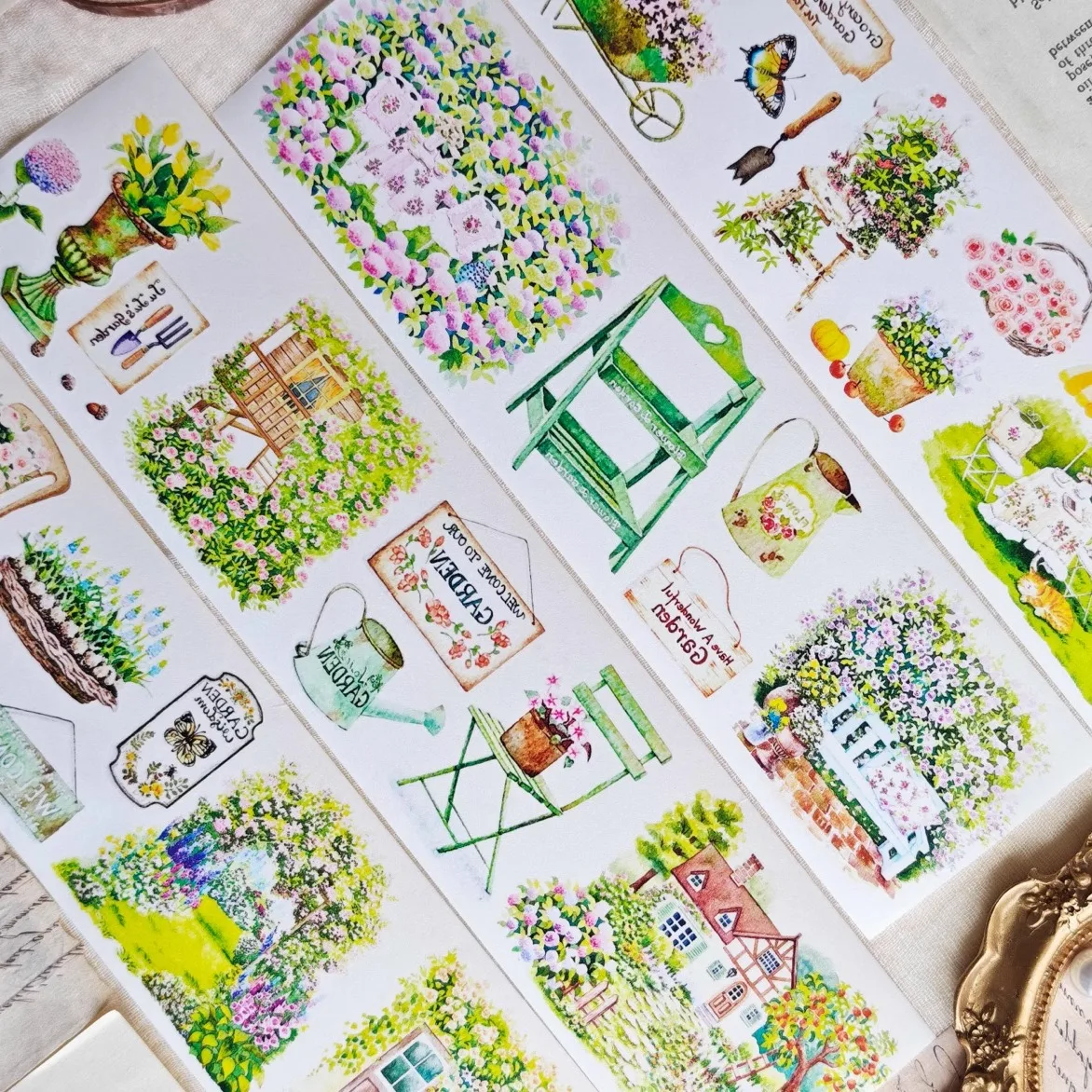 

Xing Studio Garden Landscaping PET Washi Tape Die-Cut Light Retro Decorative Stickers