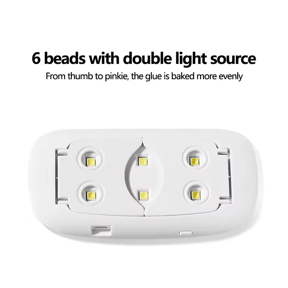 เครื่องอบเล็บเจลพกพาแบบพับได้ 6W พร้อมหลอดไฟ LED UV 3/6 ดวง สำหรับทำเล็บที่บ้าน ใช้พอร์ต USB