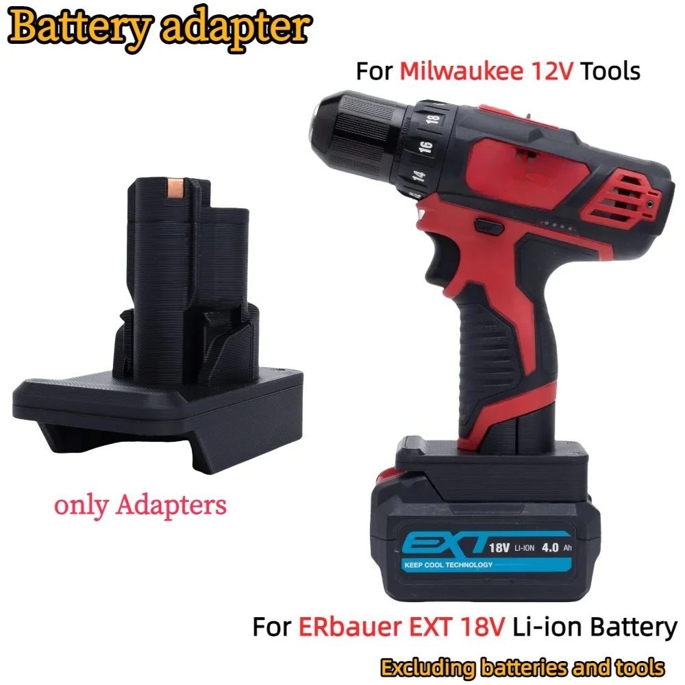 

Battery Adapter/Converter for ERbauer EXT 18V Li-ion Battery To Milwaukee 12V Cordless Power Tools Accessory(Only Adapter)