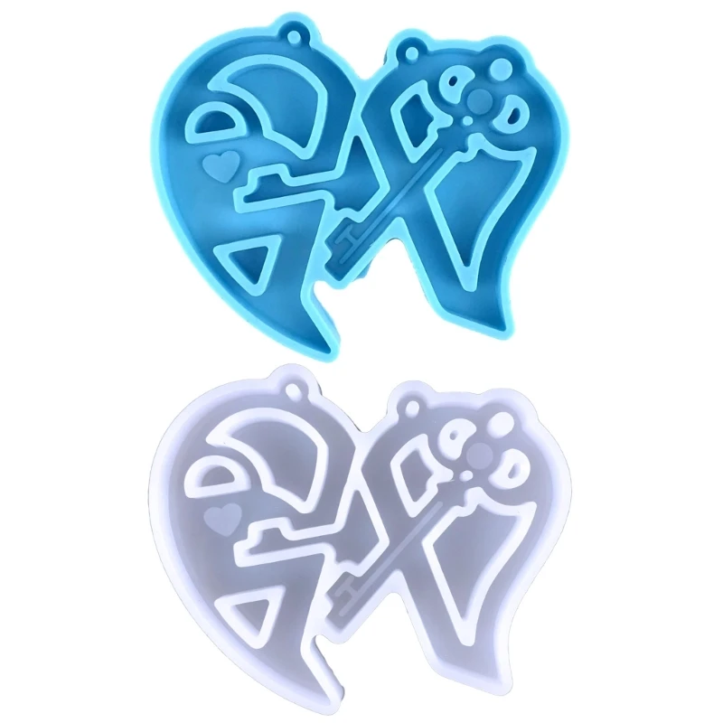 Keychain Pendant Silicone Mold Heart Lock Epoxy Resin Casting Mold for DIY Craft