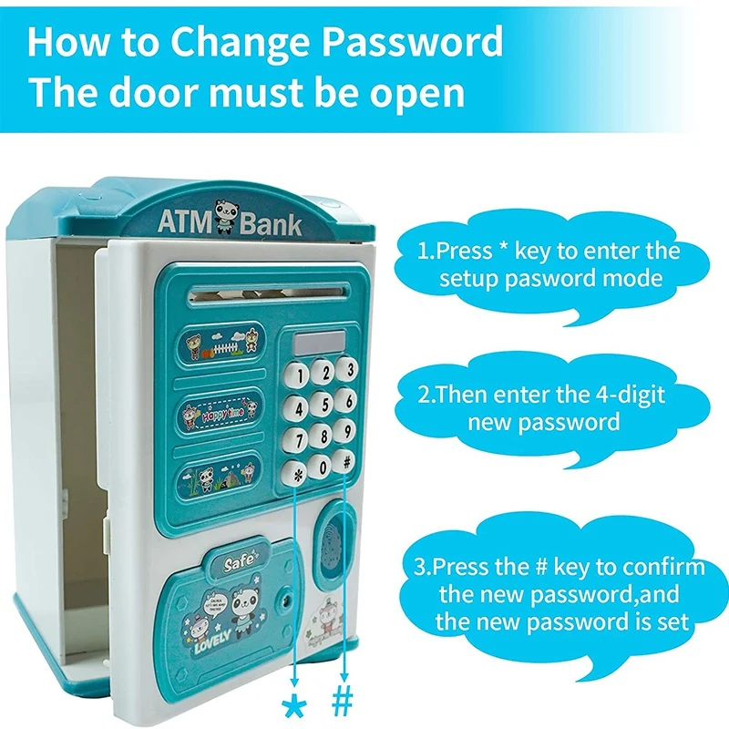 A42T-Piggy Bank, Impronta digitale per monete con password, Scatola di risparmio per monete elettroniche, Banca di risparmio per monete automatica, Banca di risparmio ATM