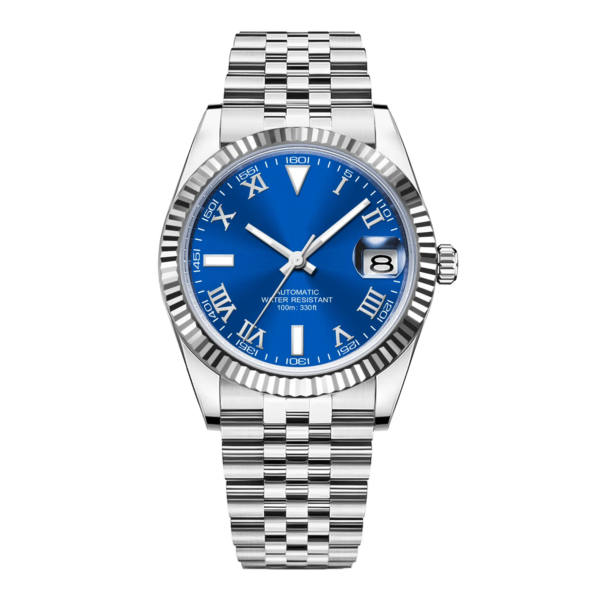 36mm/39mm 사용자 정의 멸균 다이얼 로마 숫자 사파이어 유리 스틸 팔찌 기계식 남자 시계 NH35 자동식 남자 시계