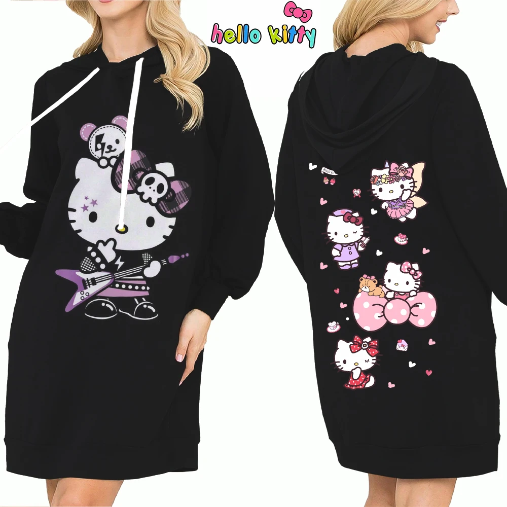 Hello Kitty Top Y2k Clothes S-3XL Kawaii 2024 Lovely Autumn/winter Sweatshirts Women\'s Hoodie Dress Anime Streetwear Hoody Woman