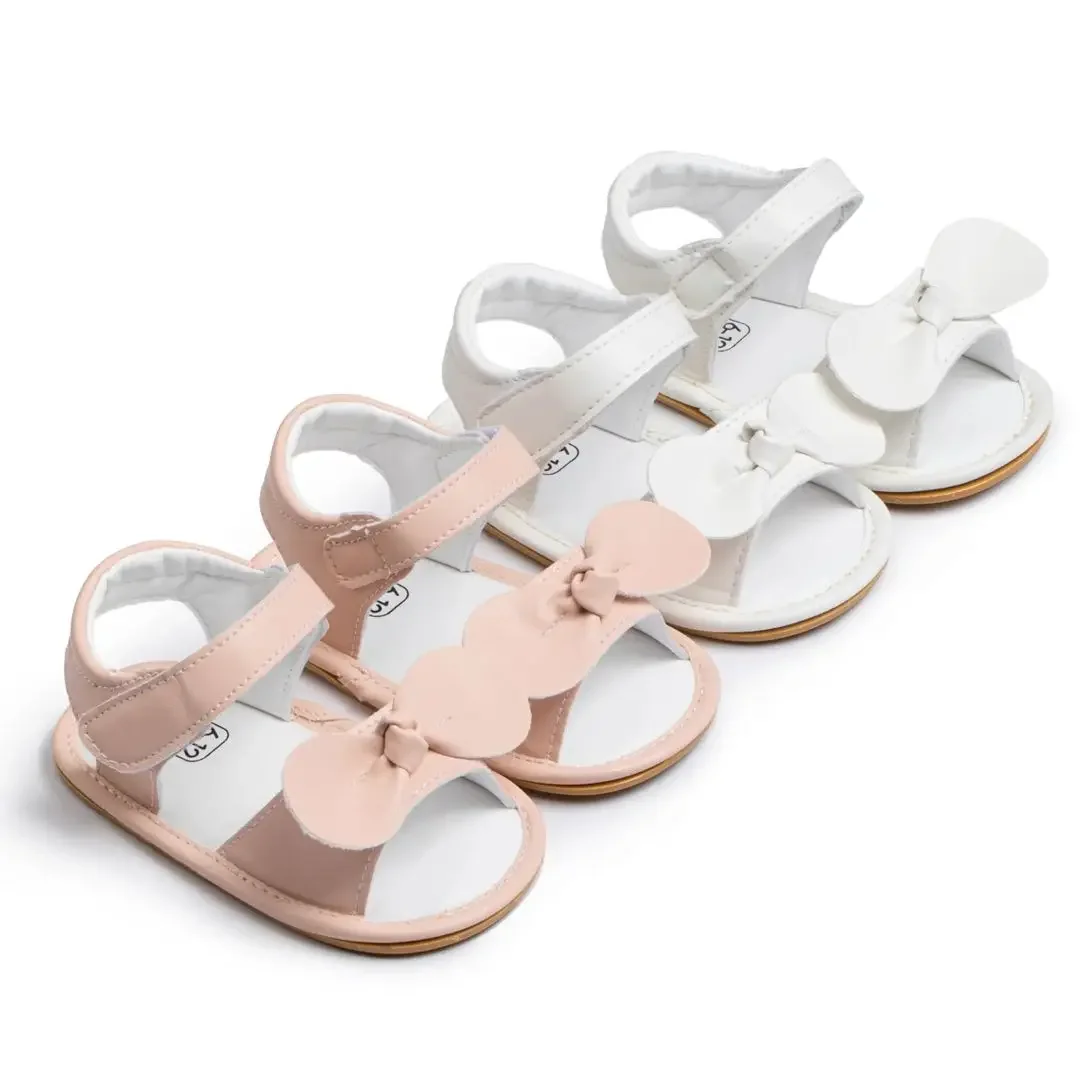 Meckior Baby Girls Sandals Toddler Rubber Sole Open Toe Summer Beach Shoes Casual Bowknot First Walker Princess Dress Shoes