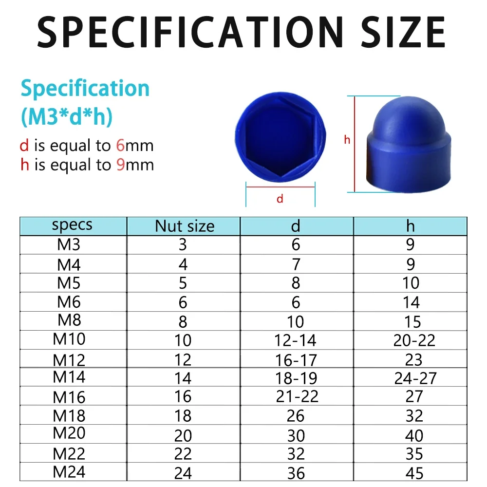 Tappo ghianda vite bullone dado protezione cupola copertura PE esagonale esposto plastica porta anteriore posteriore Deco M3-M24