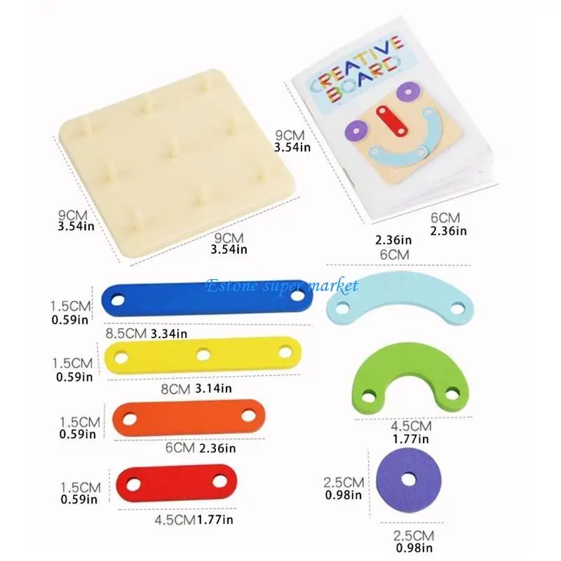 090B Puzzle edukacyjne Drewniana tablica z kołkami Geometryczna zabawka dla dzieci w wieku przedszkolnym Pomoc dydaktyczna