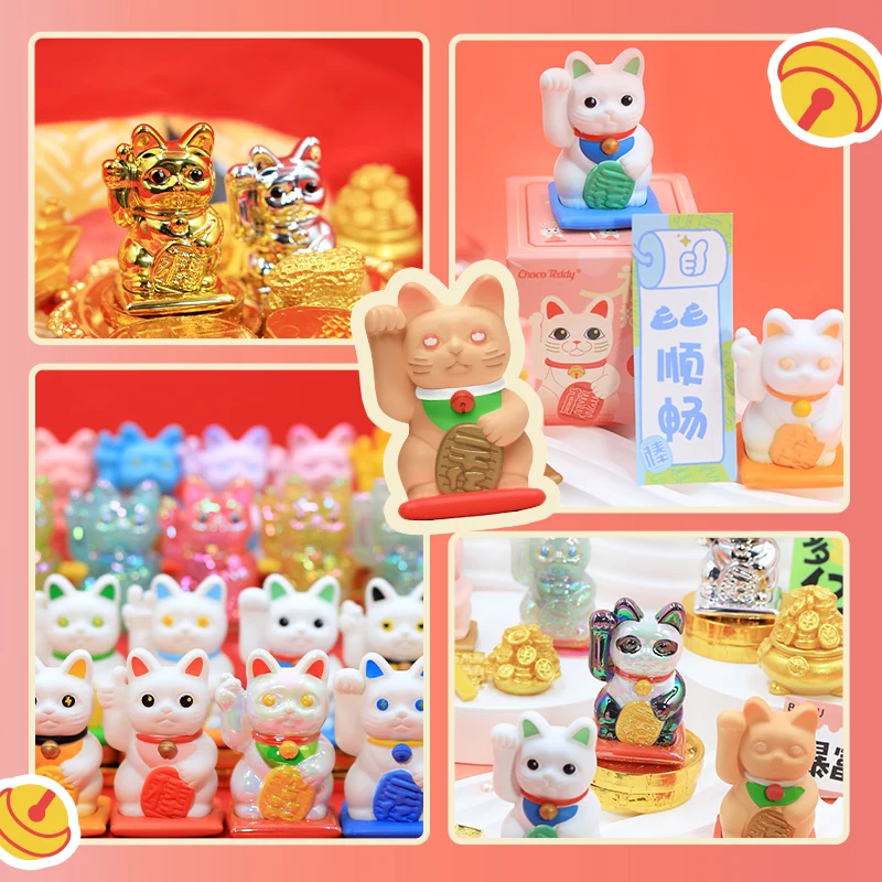 Cat Blind Box Choco Teddy Lucky Cat Anime Figure Dolls Animals Toy Desktop Decoration Mystery Box Gift Collection