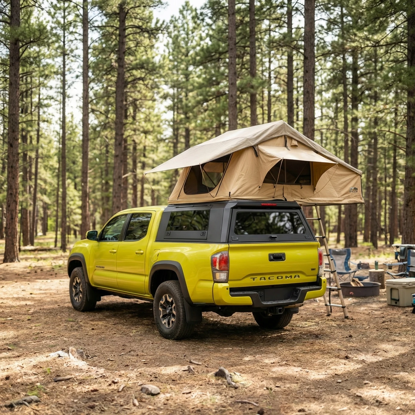 

High Quality 4x4 Aluminum Truck Canopy | Lockable Waterproof Dustproof W/ Roof Rack for Toyota Tacoma Double Cab