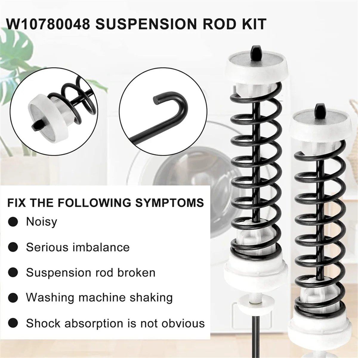 W10780048 W10189077 for Ken-More Whirlpool Roper Washing Machine Suspension Rod Kit W10780045 DC97-1650C