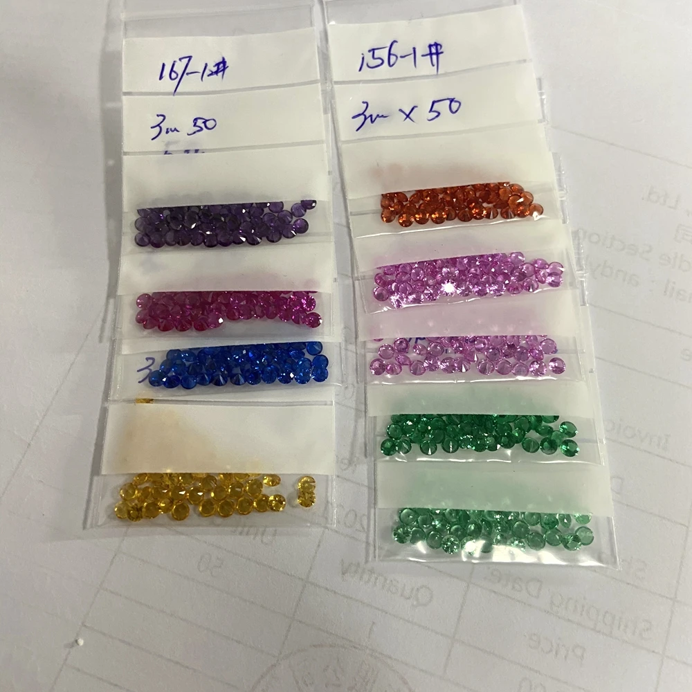 9 Colors 1 Set Round Cut 3mm 5A Quality Synthetic Corundum Lab Rainbow Loose Gemstone for Jewelry Making