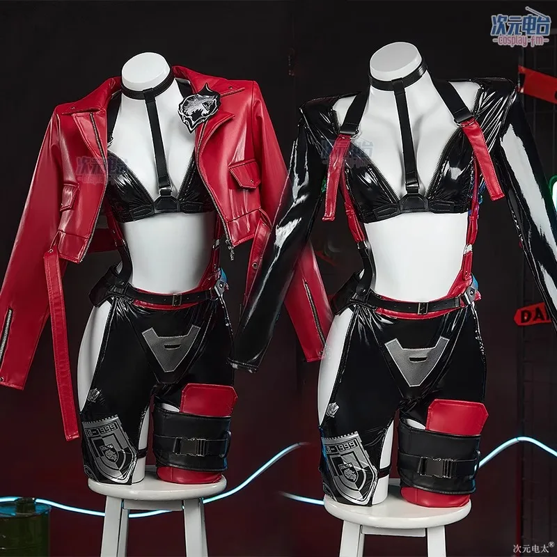 Traje de carreras dulce a la moda, uniforme de fiesta de PU Sexy pequeño rojo, juego de Caperucita Roja, disfraz de Cosplay, disfraces de Halloween