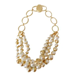 Elegant Glass Pearl Multilayer Chokers Necklace