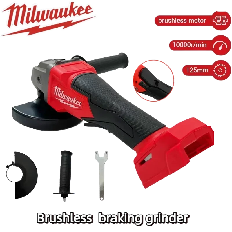 

Milwaukee Brushless Angle Grinder Polishing Cutting Machine 125mm No-Lock Paddle Switch Electric Cordless Power Tools