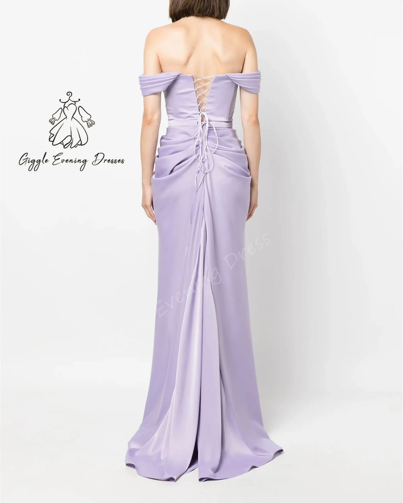 Giggle Personalizzato con spalle scoperte Crepe Viola 2025 Abito da sera formale da gala Sweep Train Occasioni speciali per le donne