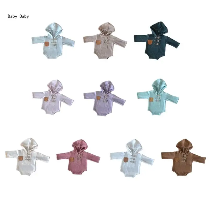 Baby Photo Clothing Photo Wear Jumpsuit Infant Long Sleeve Romper for Photoshoots Newborn Shower Gift Hoodie Onepiece Q81A