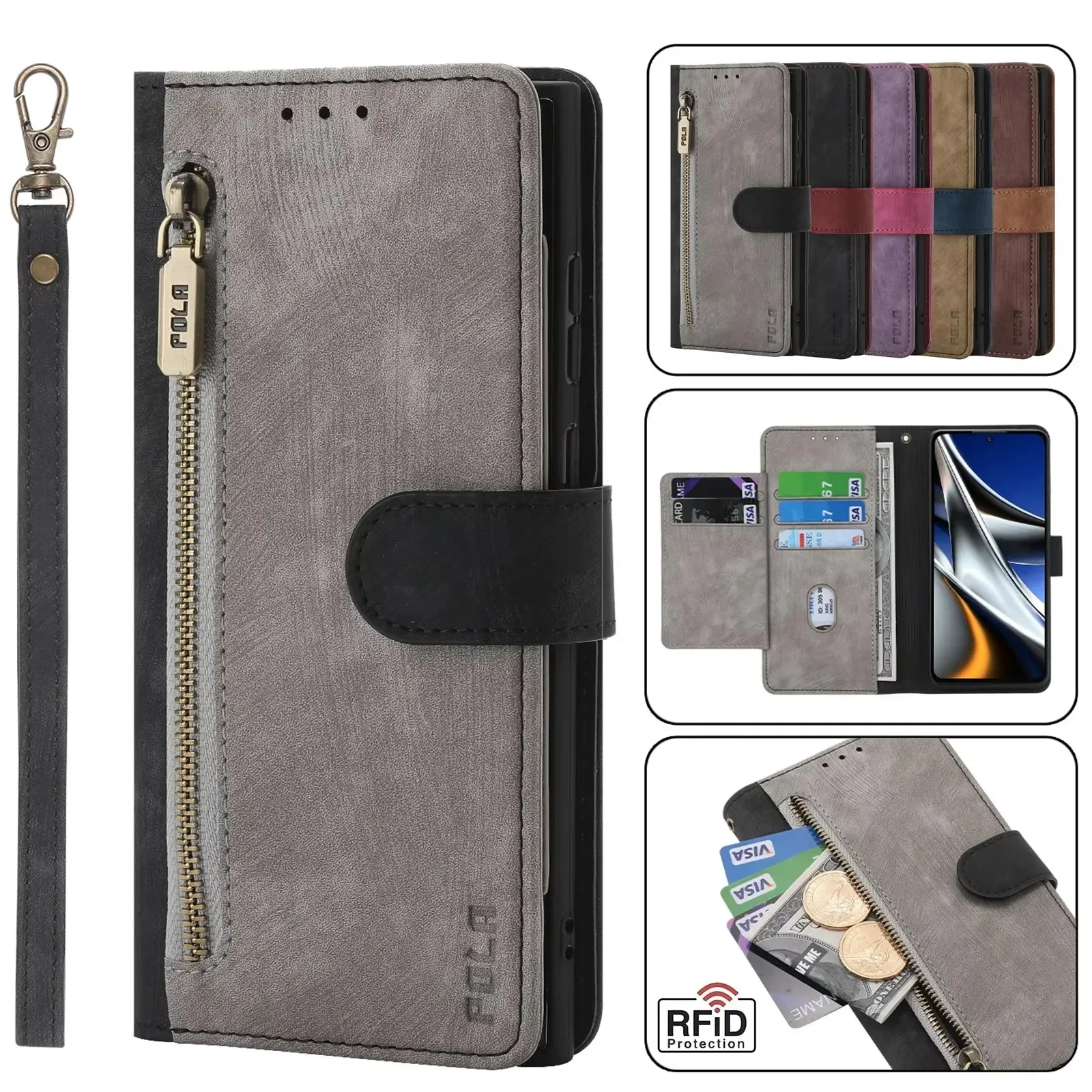 Anti-Theft Brush Flip Leather Phone Case For OPPO A78 A58 A38 A17 A57 A55 A53 A73 A52 A15 A74 A16 A54S Wallet Card Cover Coque