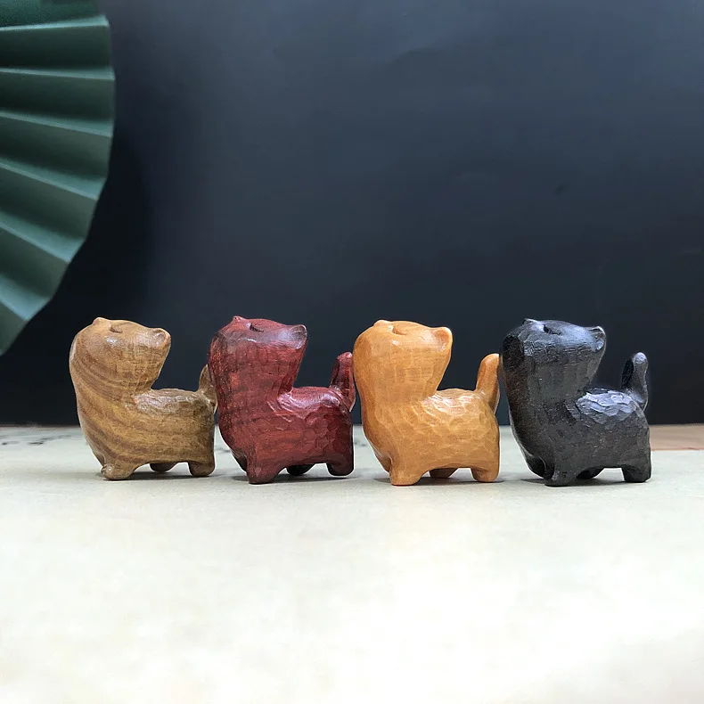 A Set Mini Cute Wooden Head up cat Ornaments Home decoration figures Office accessories Car Interior Decor Kids Event gift