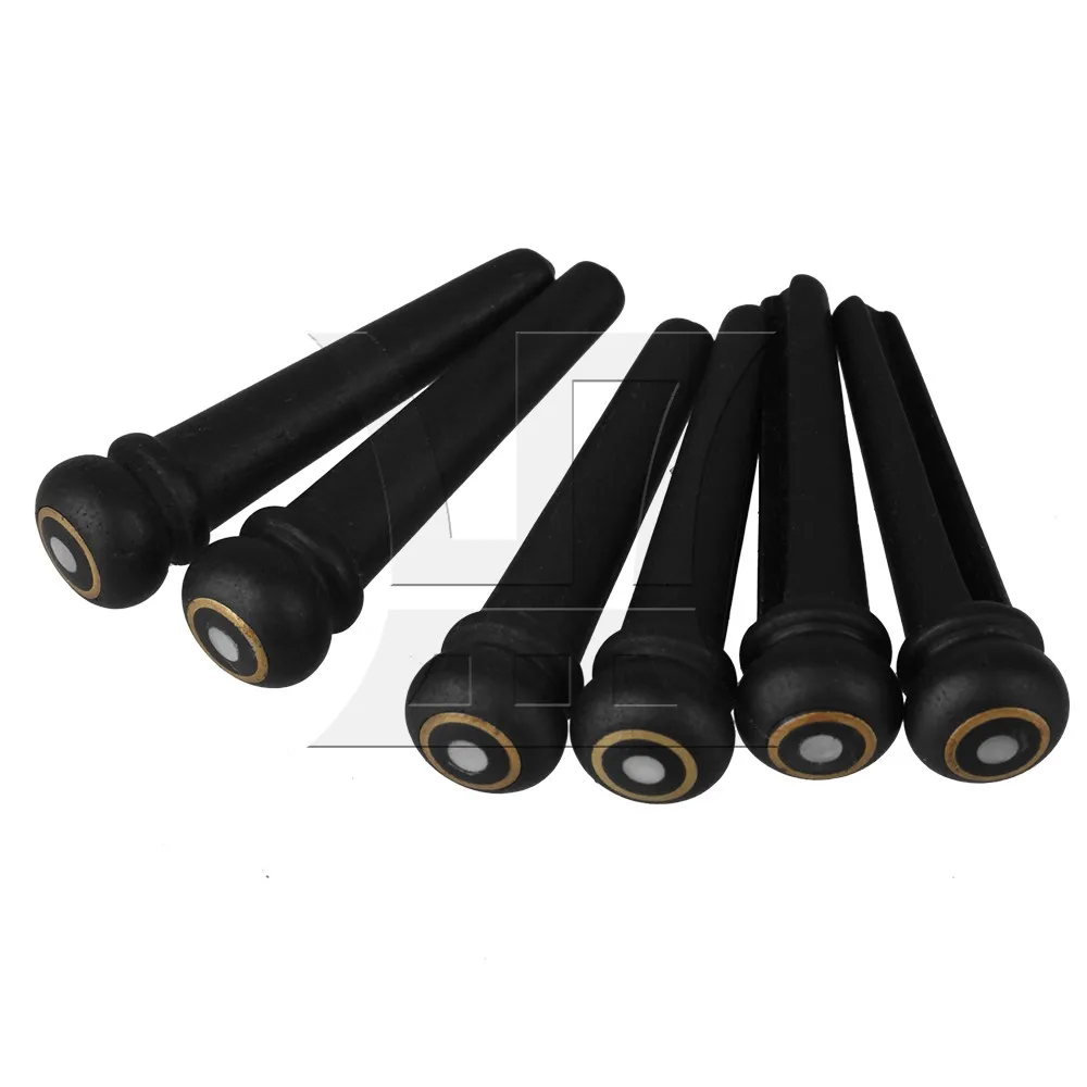 

Yibuy Black H08 Ebony Bridge Pins for Wooden Guitar Parts With Copper Ring