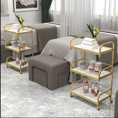 

Beauty salon trolley high-end nail embroidery instrument storage rack Light luxury foot bath barber shop tool cart storage rack