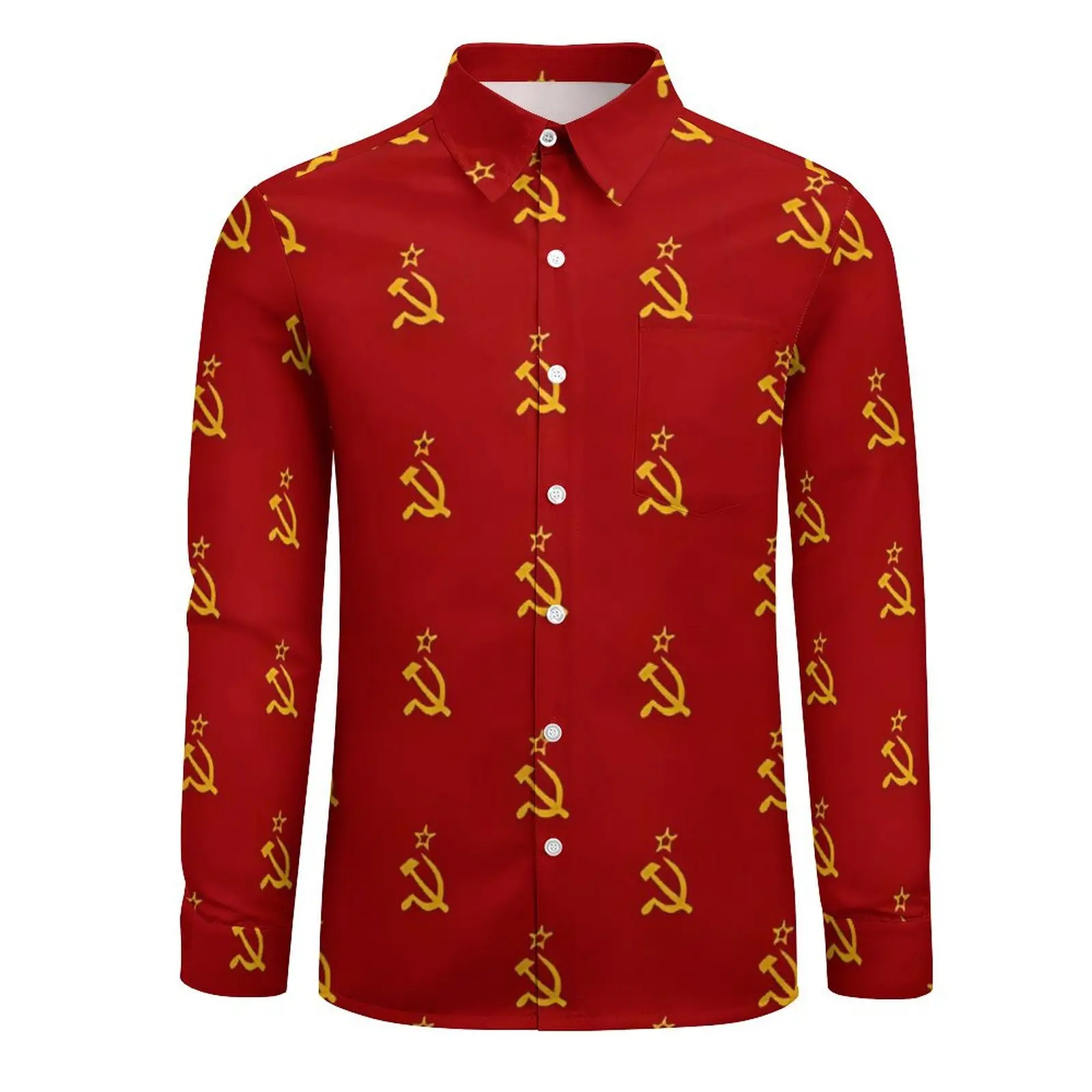 CCCT Soviet Flag Hammer And Sickle Casual Shirt Man  Street Style Shirt Autumn Novelty Blouse Long Sleeve Printed Oversized Top