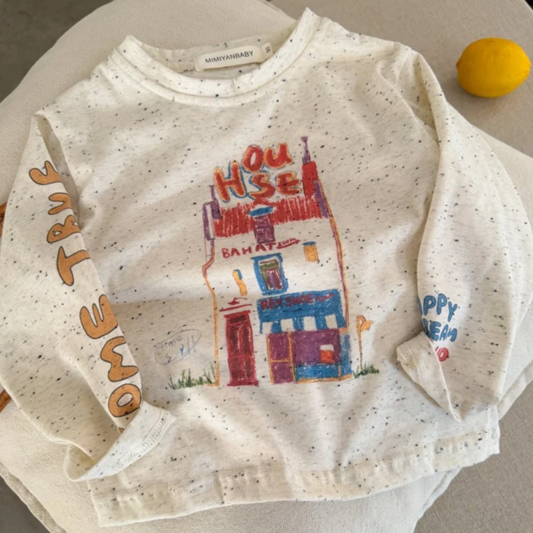 Boys T-shirt  Autumn And Winter New Childrens Clothes Korean Boys And Girls Cartoon Splash Some Personality Printed T-shirts