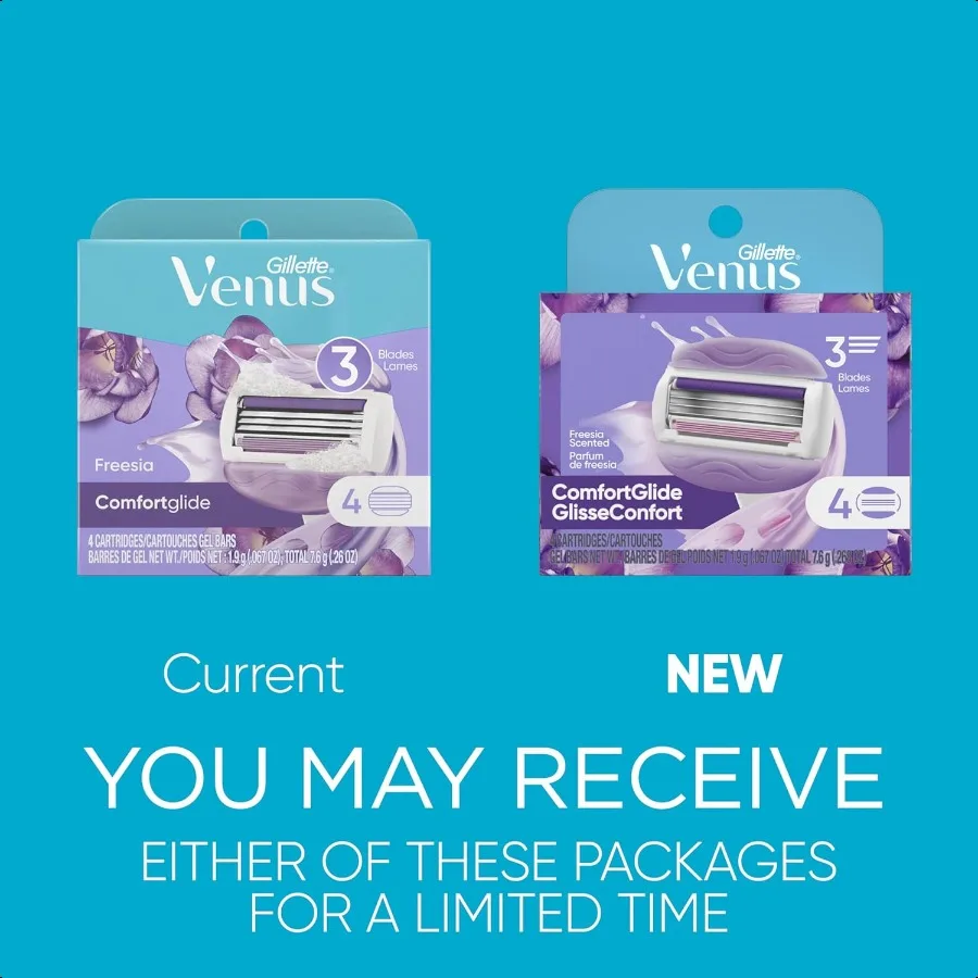 Gillette Venus ComfortGlide Freesia Women's Razor Refills 4 Refills
