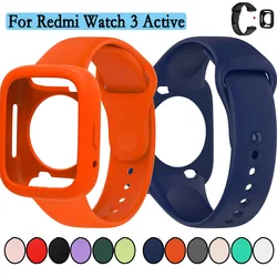 For Redmi Watch 3 Active Case+Watchband High Quality Durable and Soft Silicone Strap Seperated Wristband and Protective Shell