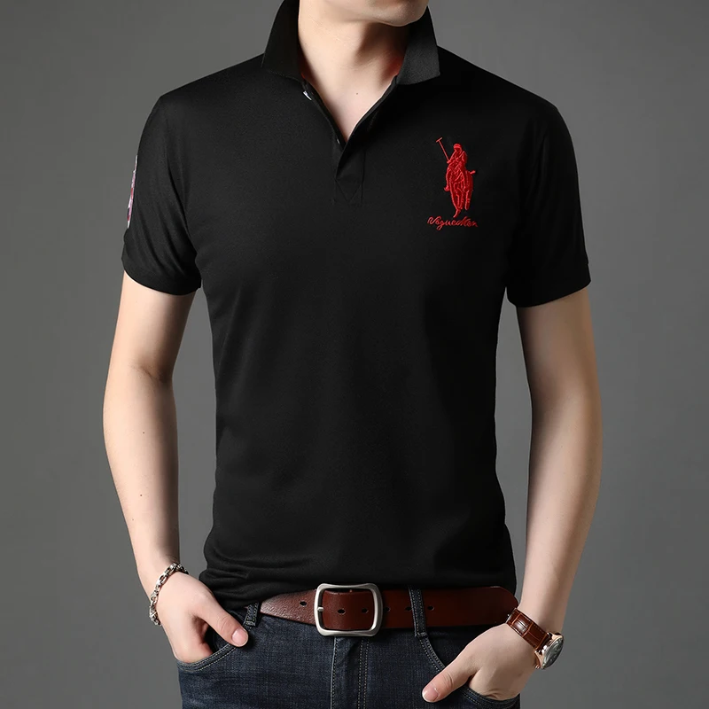 New Classic Embroidered Polo Shirt High End Brand 2024 Summer Men\'s Golf Shirt Short sleeved Top Men\'s Business Casual T-shirt