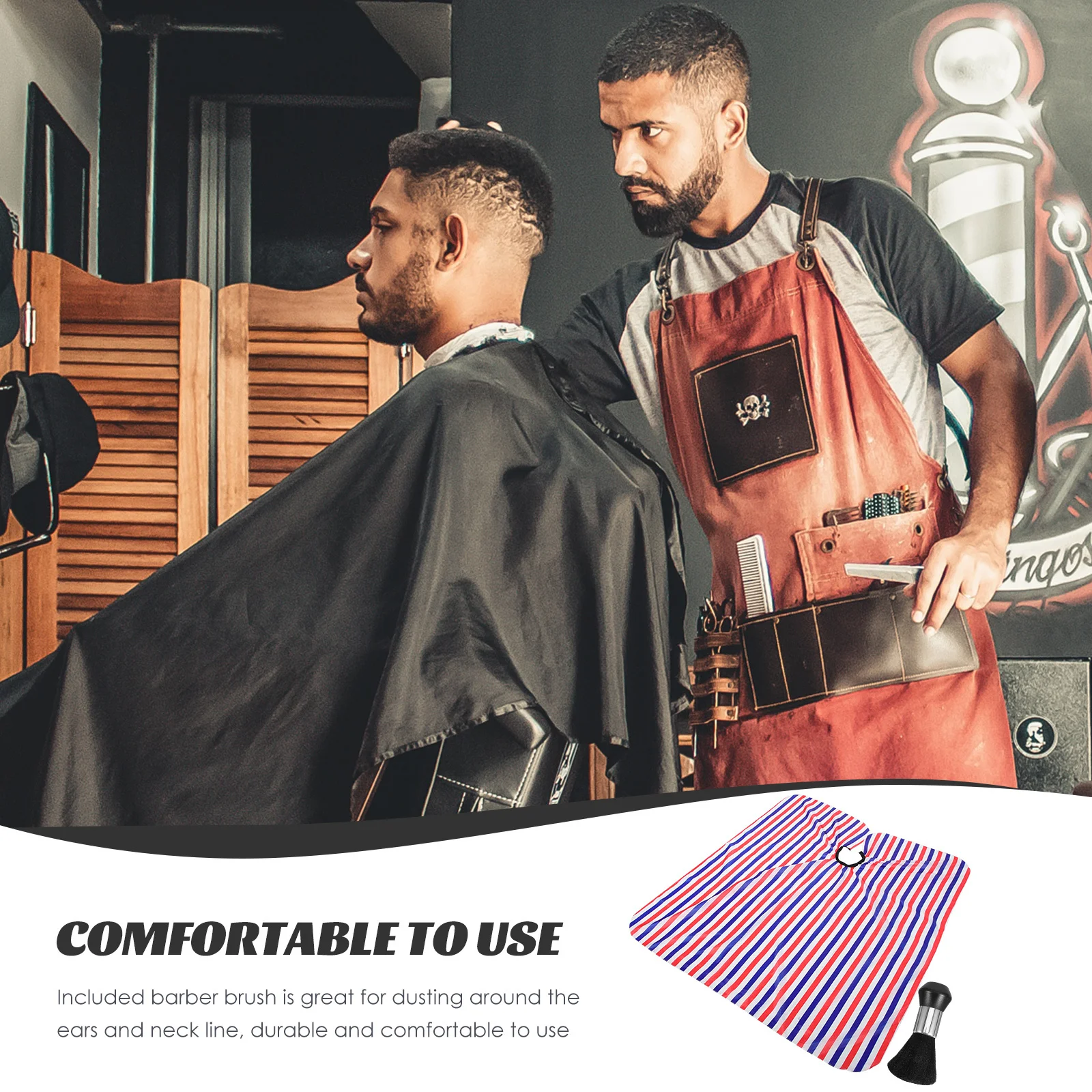 

1Set Hair Cutting Cape Hairdressing Polyester Large Coverage Lightweight Barber Cape for Hair Stylist Neck Duster Brush