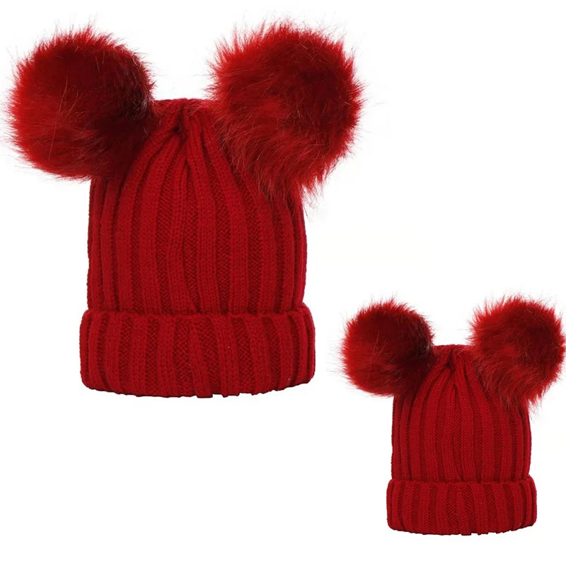 Winter Frauen Gestrickte Hüte Pompom Warme Frau Beanie Hut Faux Pelz Ball Teenager Mädchen Kappe Bommeln Weihnachten Hut – Detail 7