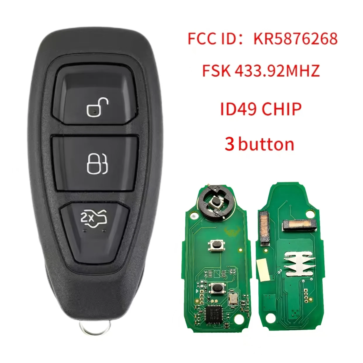 Jingxin KR 5876268 Smart Remote Auto Schlüssel Für Ford Kuga Fiesta Focus Grand C-Max 2011 + 433Mhz ID49 Keyless Go F1ET 15K601 AE/AF schlüssel