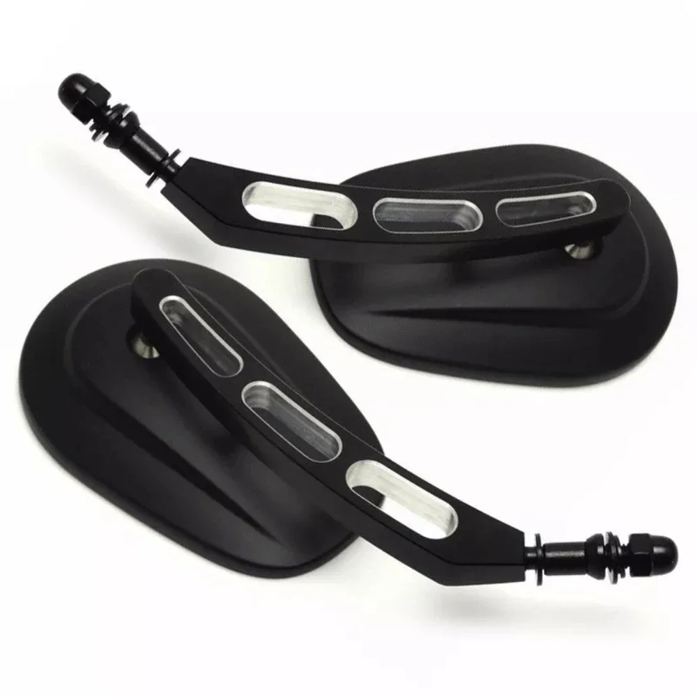 WB3 Short Stem Cruiser Motorcycle Rearview Mirrors Black Finish Compact Design for Narrow Handlebars Sport Cruisers