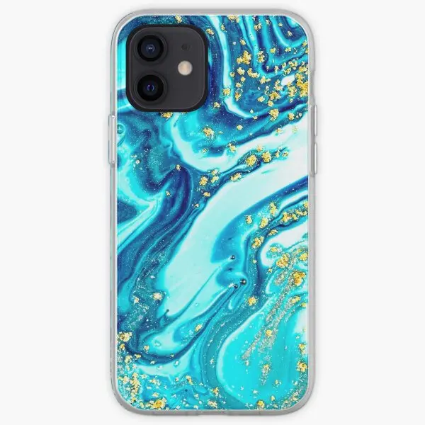 Emerald Blue Carnival Glass And Gold M  Phone Case Customizable for iPhone 11 12 13 14 Pro Max Mini 6 6S 7 8 Plus X XS XR Max