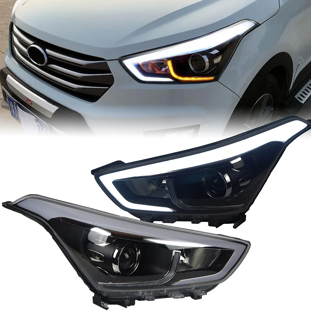 Headlight For Creta IX25 2014-2018 Car автомобильные товары LED DRL Hella Xenon Lens Hella Hid H7 Car Accessories