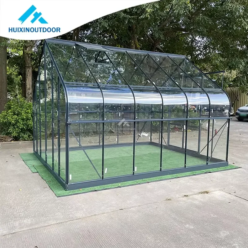 Super Strong Heavy Duty Rustproof Windproof Greenhouse with Aluminum Frame and Double Layer 10mm Clear Tempered Glass for All
