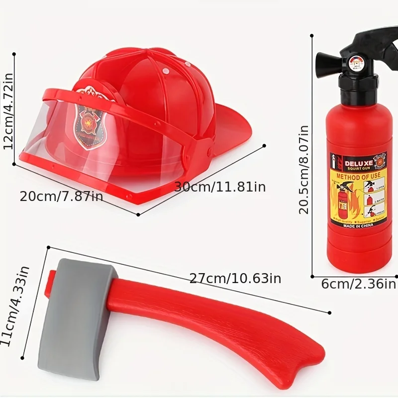 子供のおもちゃ消防士コスチューム子供消防ヒーローツールセットコスチュームハロウィンコスプレキャリアスーツ子供のホリデーギフト